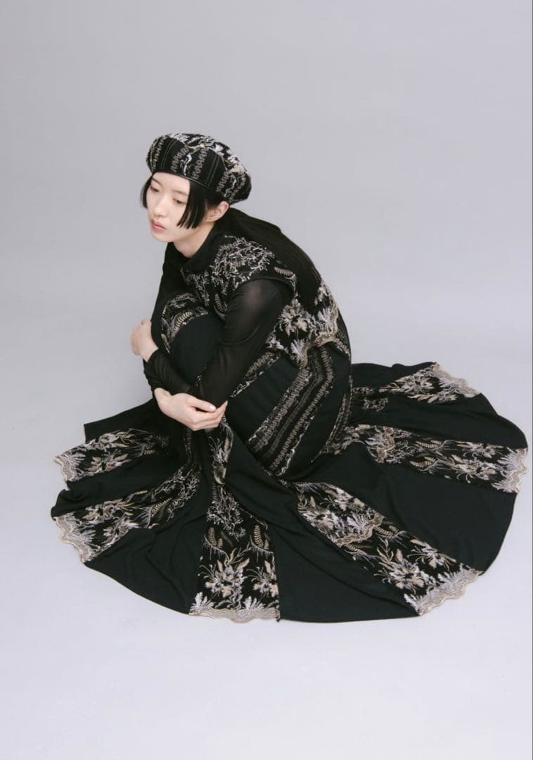 19800円→❣️  flower lace beret ベレー帽 Ice flower embroidery beret (Ivory)