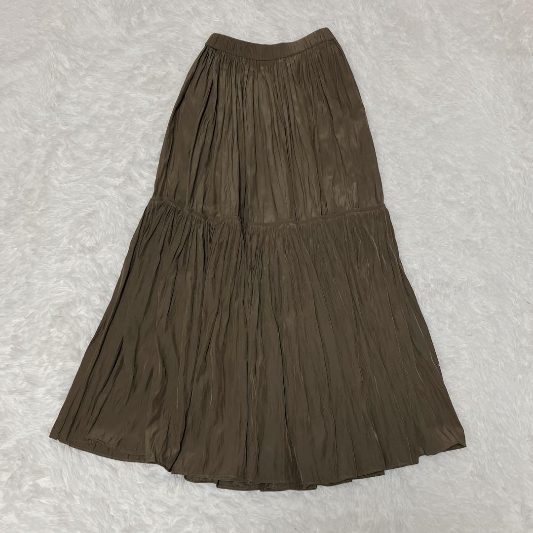美品 Deuxieme Classe Gather Maxi スカートブラウンD - スカート
