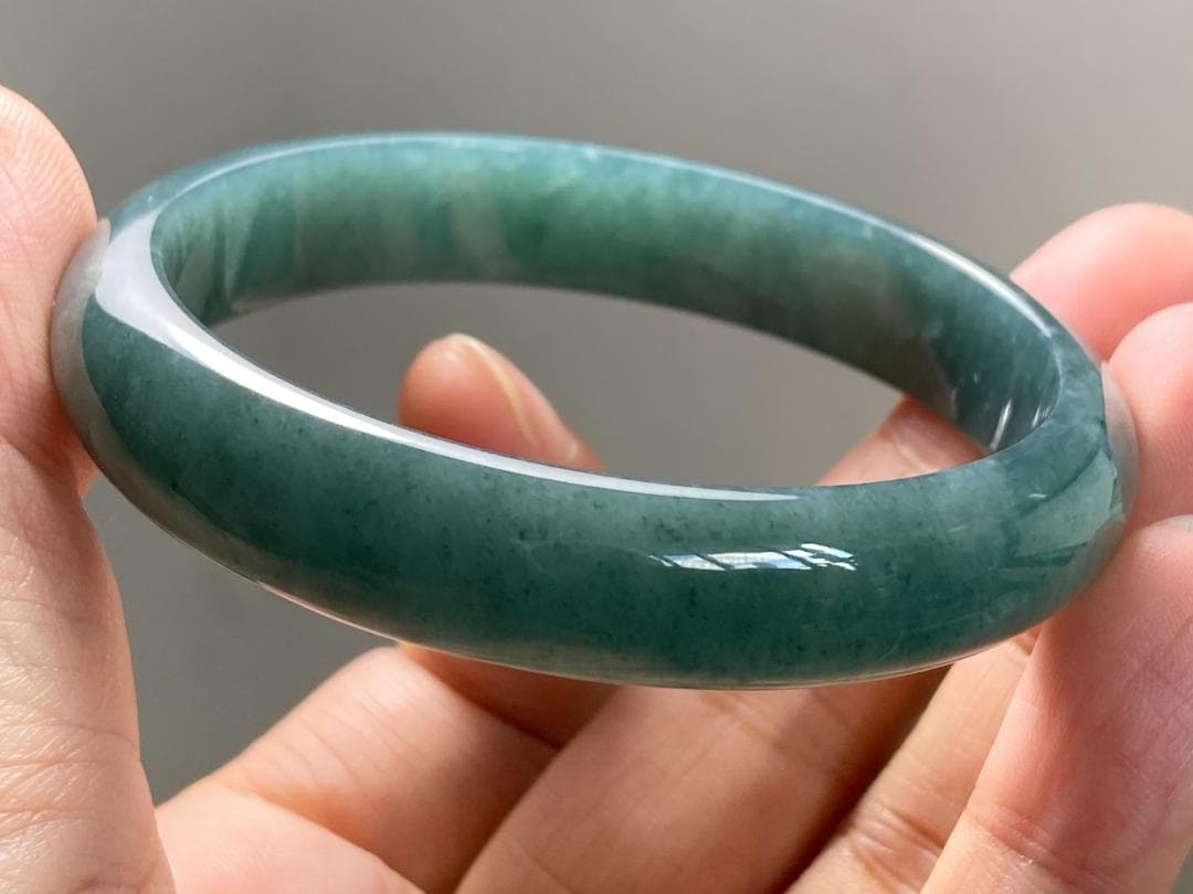 BG9-03 美品 糯氷種 深灰藍 56.1MM グアテマラ産 本翡翠 バングル