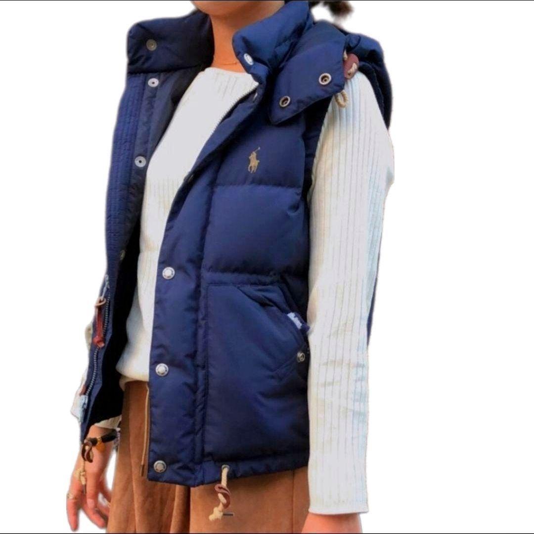 試着のみ ポロラルフローレン ダウンベスト 大人気 ネイビー フード