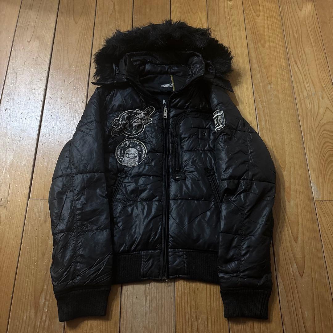 AVIREX ファー ダウンジャケット 黒 AVIREX（アヴィレックス） ダウンジャケット ダウン メンズ レディース