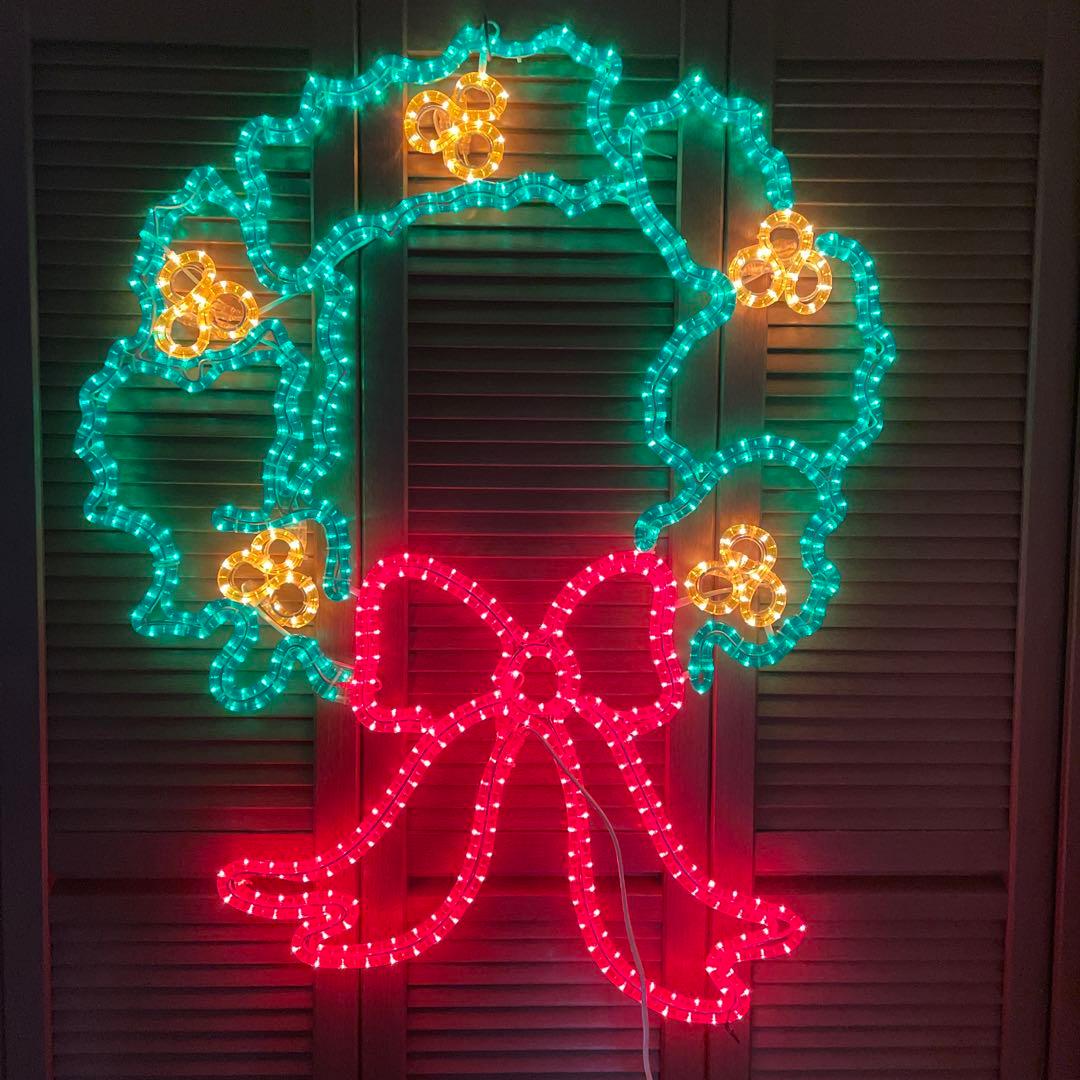 超特大クリスマスリース LEDライトリボンイルミネーション 楽天市場】LEDリボンライト クリスマス 電池式 ライト