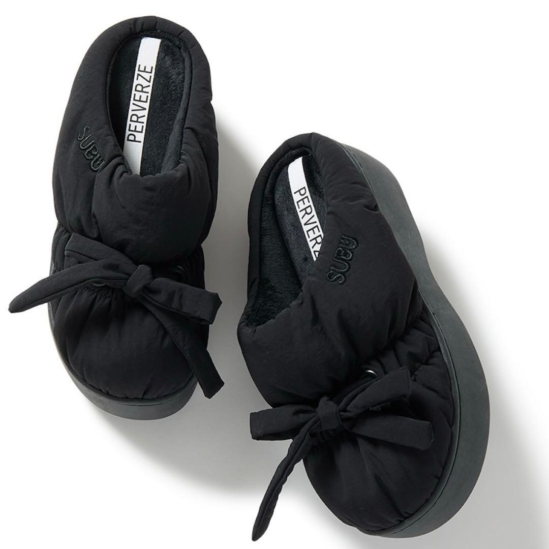 PERVERZE SUBU 2025 コラボ パーバーズ スブ サンダル パーバーズ×スブの冬サンダル、ふっくらリボン＆“切りっぱなし”小花柄