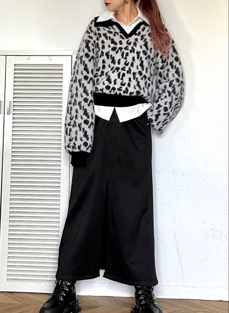 新品タグ付 HARE シャギーポロニットプルオーバー レオパード人気完売