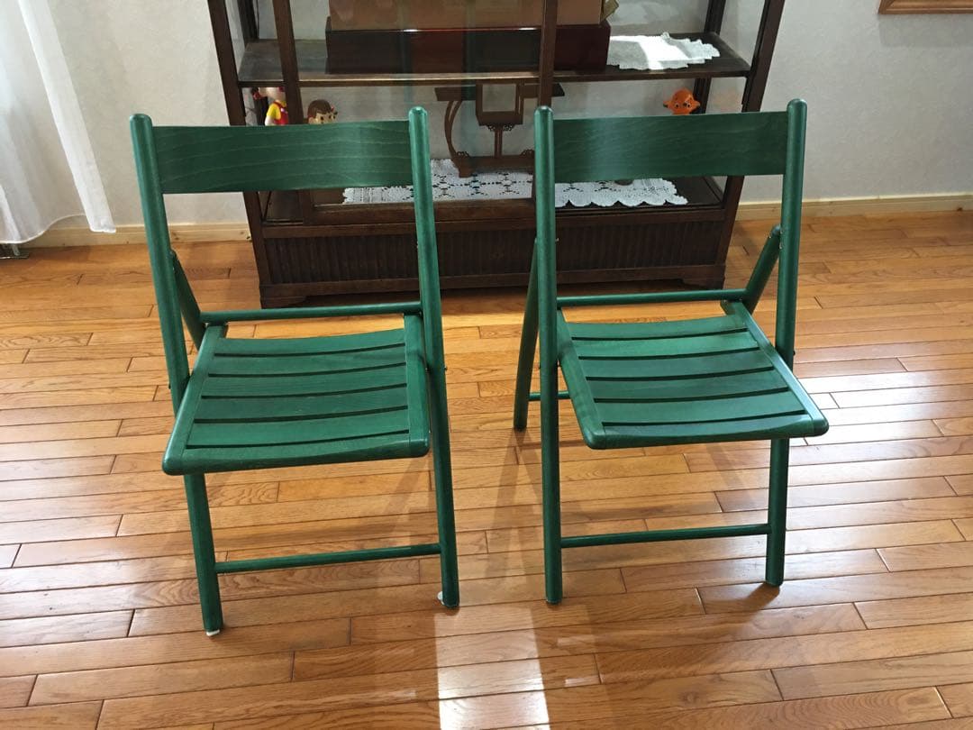 椅子二脚セット　木製折りたたみ椅子 木製 アンティーク ダイニングチェア 折りたたみ椅子 2脚 完成品 1年保証 木製 軽量