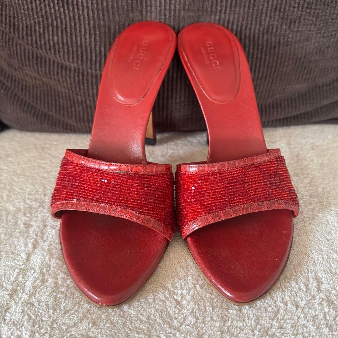GUCCI サンダル レッド GUCCI（グッチ）サンダル 赤 サイズ:UK9(27.5cm位) メンズ
