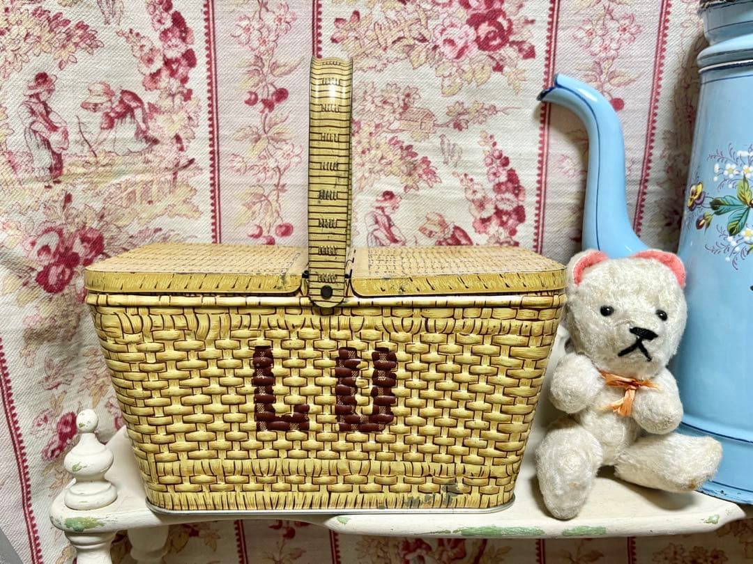 LUビスケット バスケット型ティン缶 パニエ フランスヴィンテージ