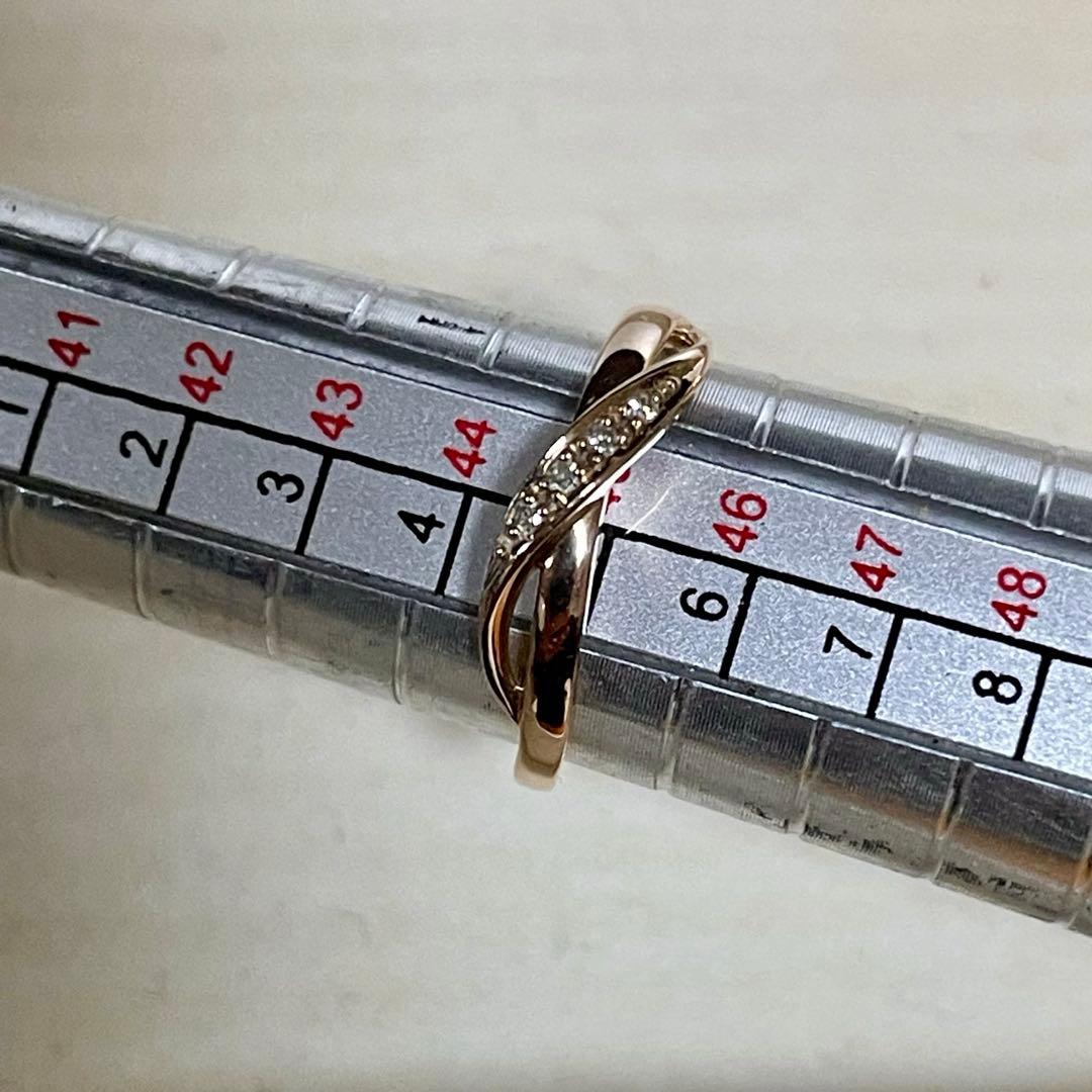 4℃ K18 ダイヤモンド デザイン リング クロスモチーフ ルビー PG