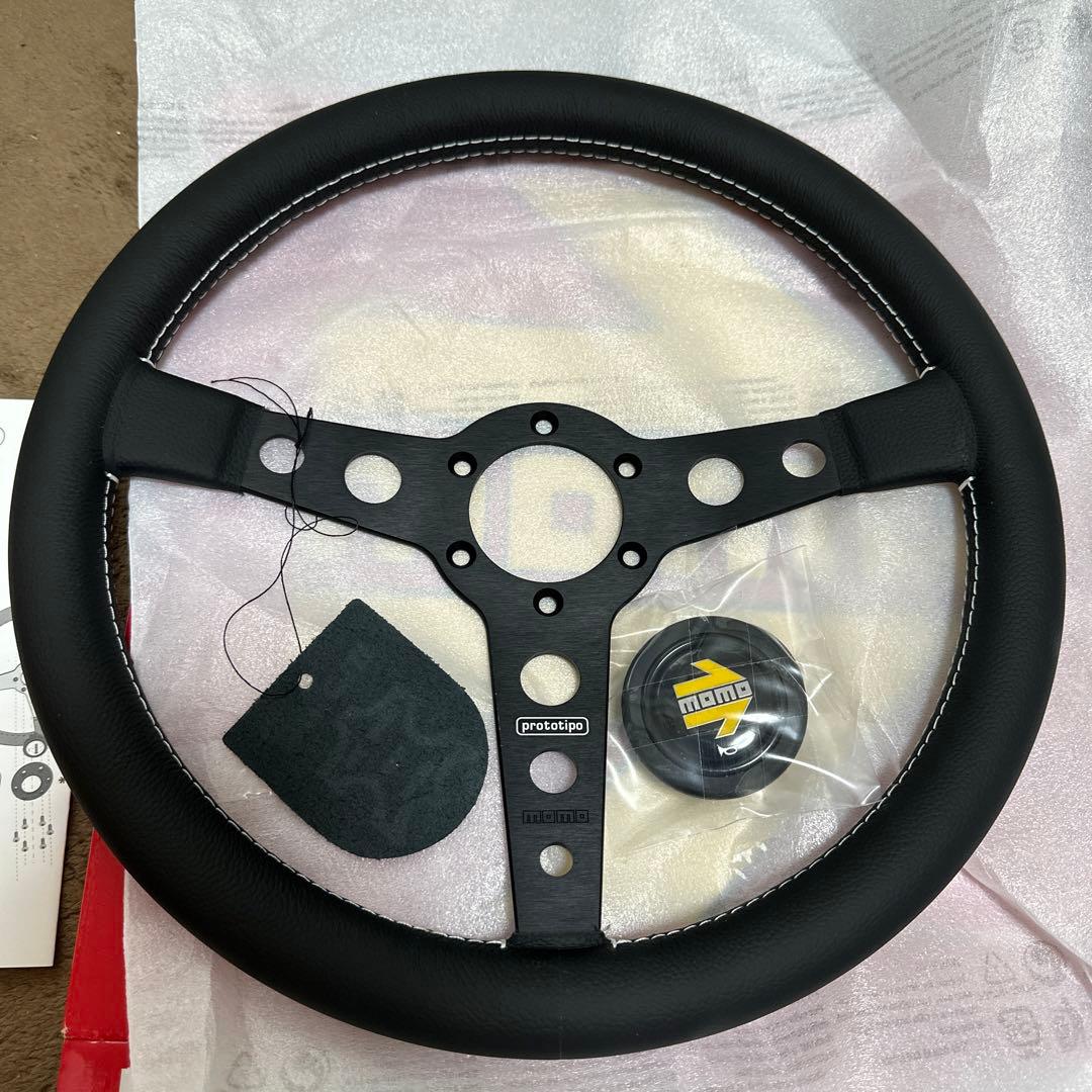 正規品MOMO プロトBK/BKスポーク　350mm新品未使用！ MOMO（モモ） ステアリング PROTO-TIPO Black spokes 350mm 〔P-1