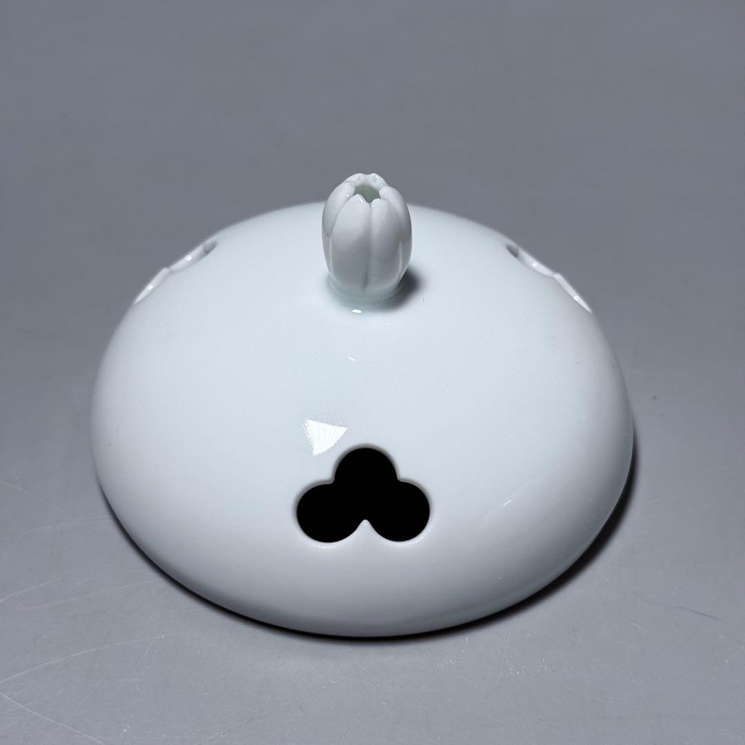 人間国宝 井上萬二 本人作 白磁香炉〈大〉 共箱 栞 共布 『萬二作』 未