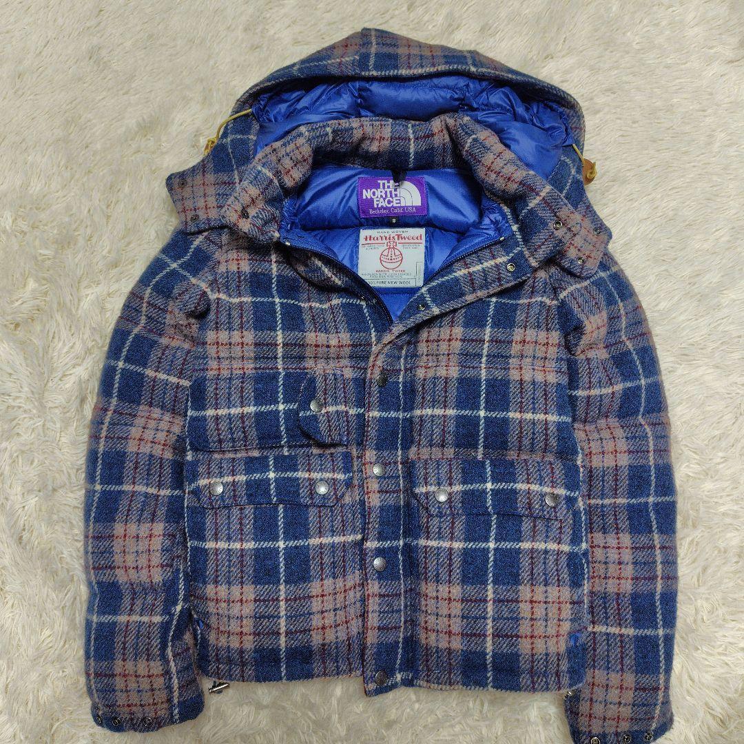 希少✨ノースフェイスパープルレーベル ハリスツイード コラボ ダウン