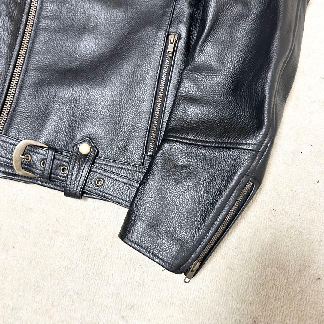 極美品 MET'Z ダブルライダースジャケット カウレザー 牛革 黒