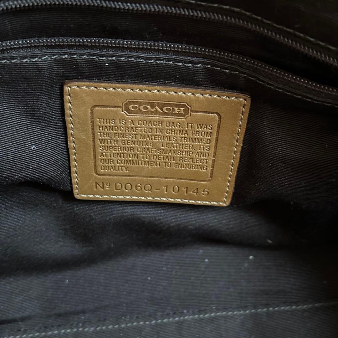 美品 コーチ ハンドバッグ シグネチャー チャーム付 レザー本革 ターン
