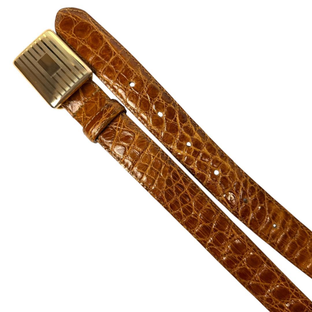 美品 RALPH LAUREN 3283 ベルト レザー クロコ ブラウン 本革 - メルカリ