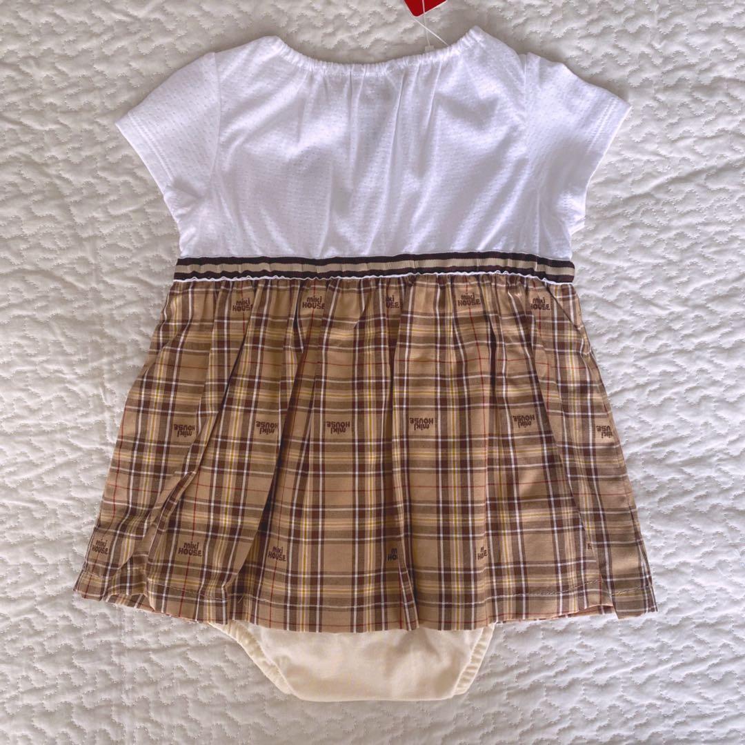 ᴺᴱᵂ新品 ミキハウス（80）ベア ショートオール ワンピース 刺繍