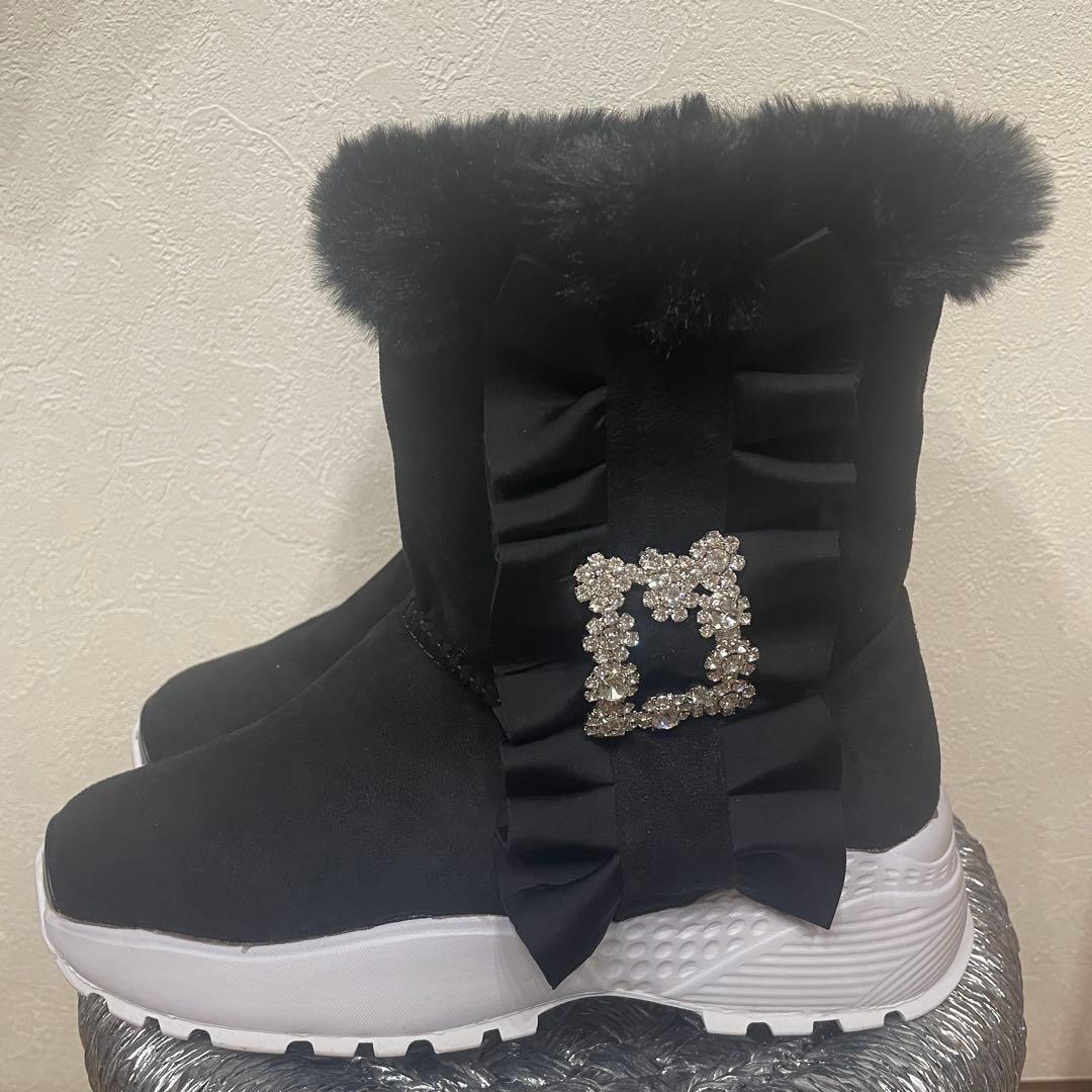 &LOVE 厚底 ビジュー もこもこ スニーカーブーツ　ゴージャス　L &LOVE 厚底 ビジュー もこもこ スニーカーブーツ ゴージャス L