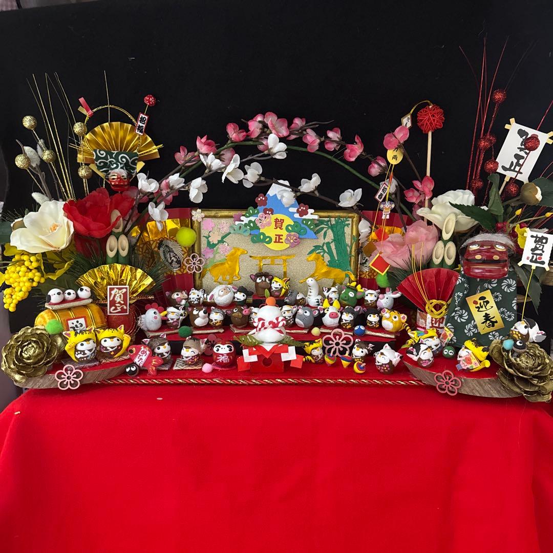 どんぐりアート♡2026年度 祝 お正月猫帽子BIGオブジェ 一点物♡