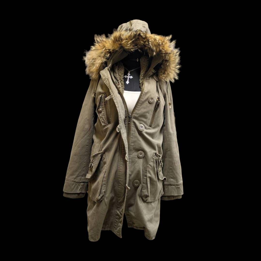 平成ギャル y2k グランジ　ファー付き　モッズコート　ダークコア　ギミック 平成ギャル y2k グランジ ファー付き モッズコート ダークコア