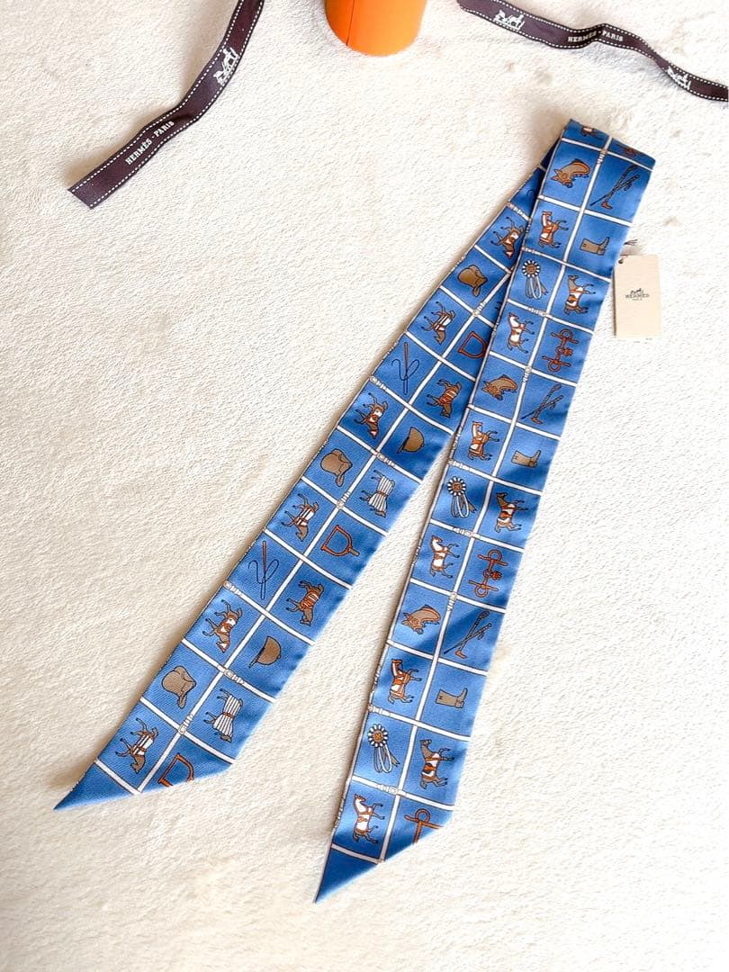 新品未使用 エルメスツイリー 馬着 タグ付き 青 ブルー HERMES 新品未