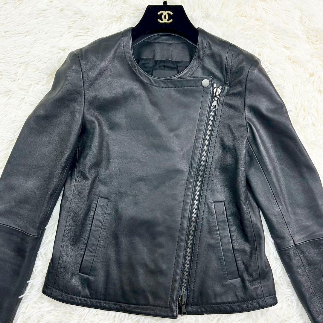 美品 セオリー JOEAN.J ダブルライダースジャケット ラムレザー 黒 S