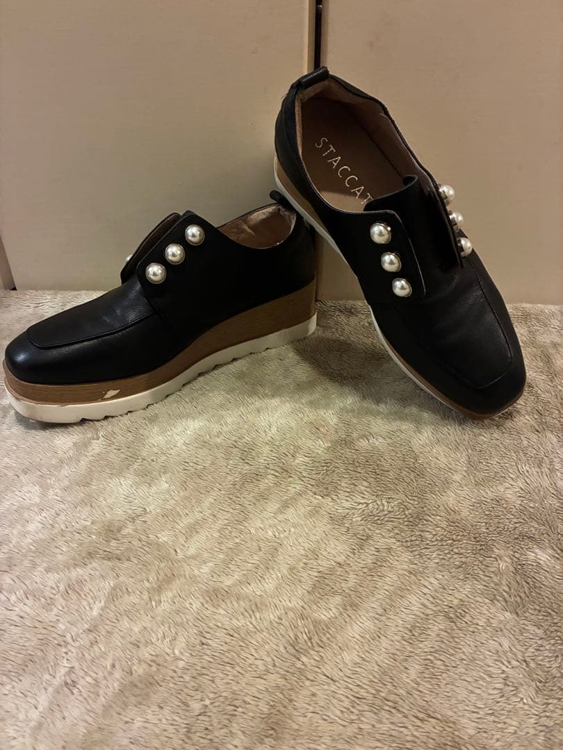 STACCATTO メイジーパールプラットフォームシューズ ブラック 黒 24 STACCATO メイジーパールプラットフォーム SLV -靴＆ファッション通販