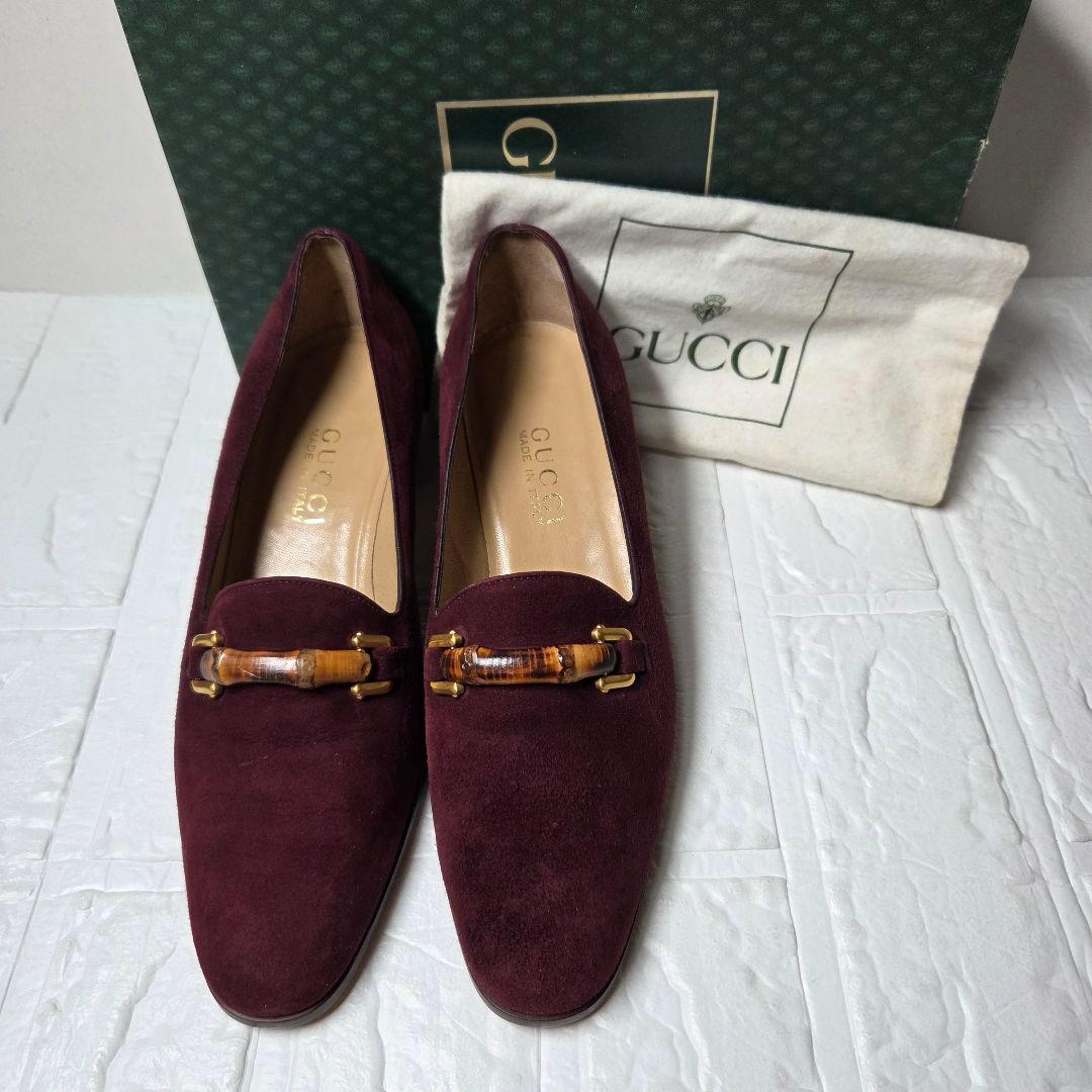 【未使用級】グッチ パンプス バンブー 37C(24cm) ワインレッド 未使用級】グッチ パンプス バンブー 37C(24cm) ワインレッド - 靴