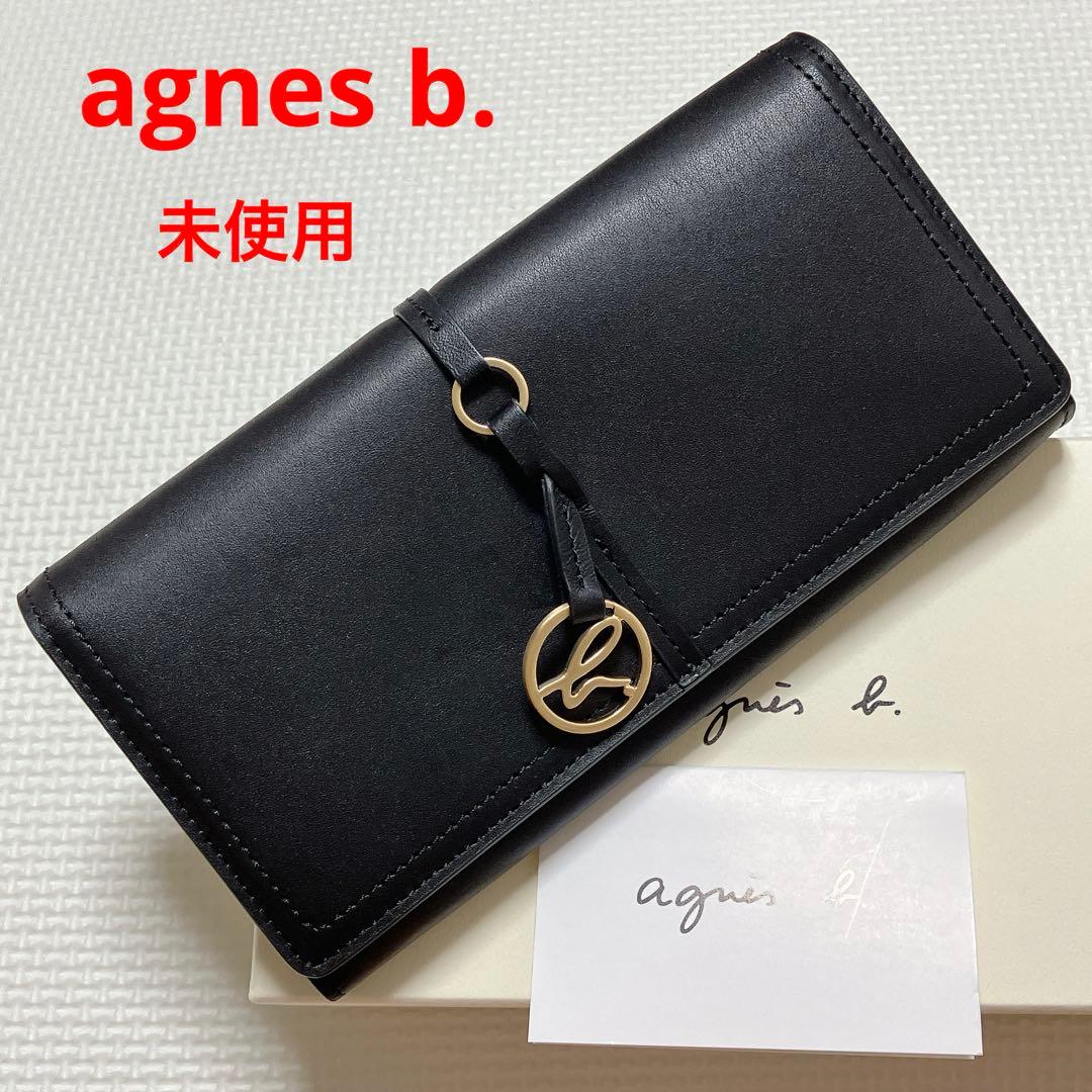 未使用agnes b. アニエスベー レザー長財布 ブラック 黒 箱カード付き