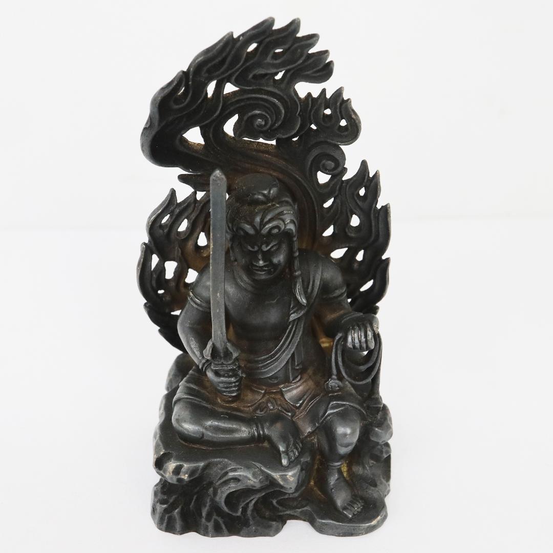 仏教美術 名工 鈴木信春 銀900刻印 不動明王像 106.4g