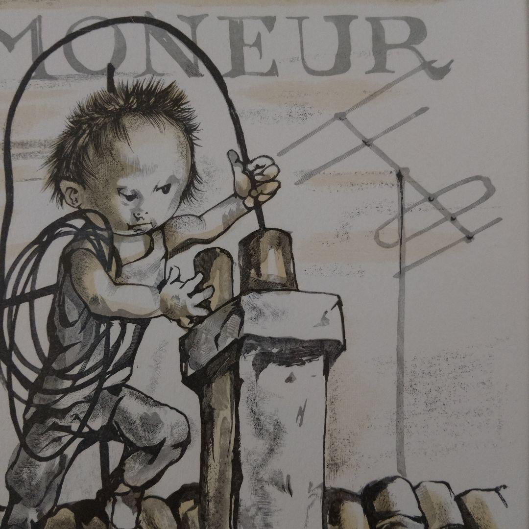 \"新品\" 藤田嗣治　木版画『小さな職業人より煙突掃除夫』1960年制作、共箱付