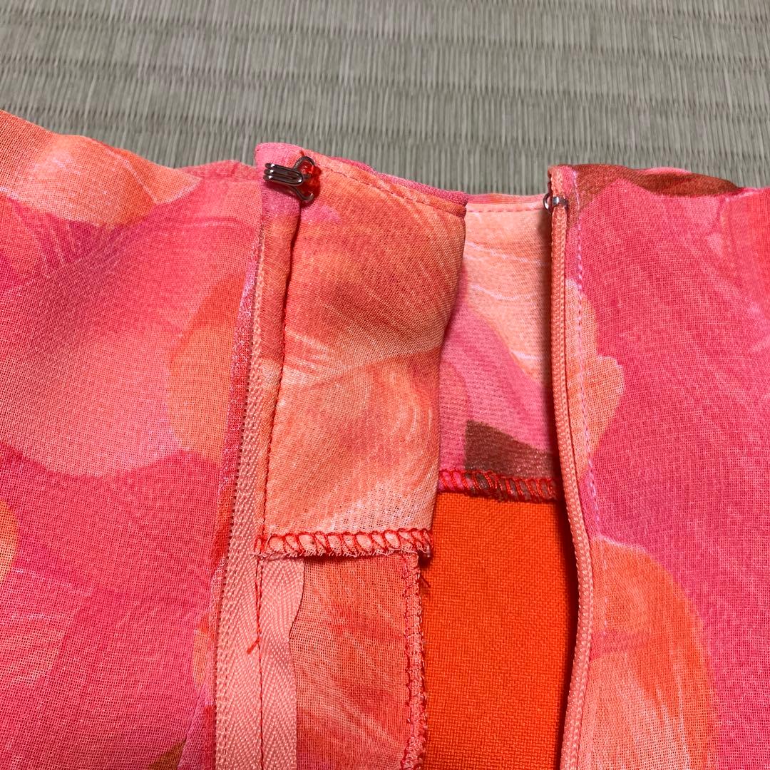 フラメンコ衣装 花柄 ファルダ オレンジ 3段フリル オーダーメイド