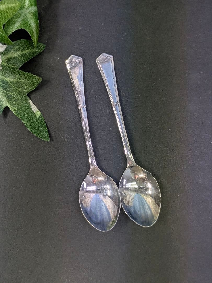スターリングシルバー イギリス 1972年 ティースプーン 刻印入り 2本セット 英国アンティーク シルバーティースプーン 6本セット スターリング