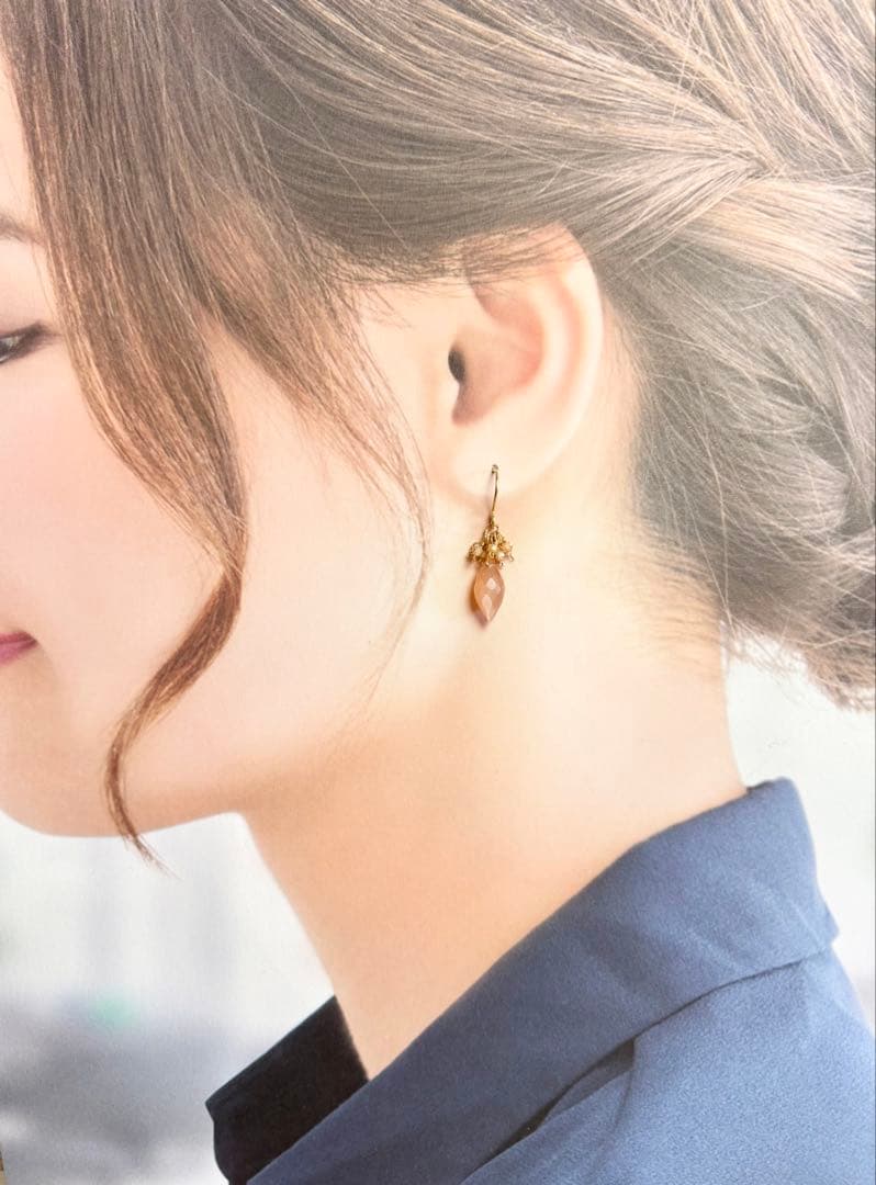 241.14kgf 天然石 ピアス ムーンストーン ジルコン オレンジ ゴールド