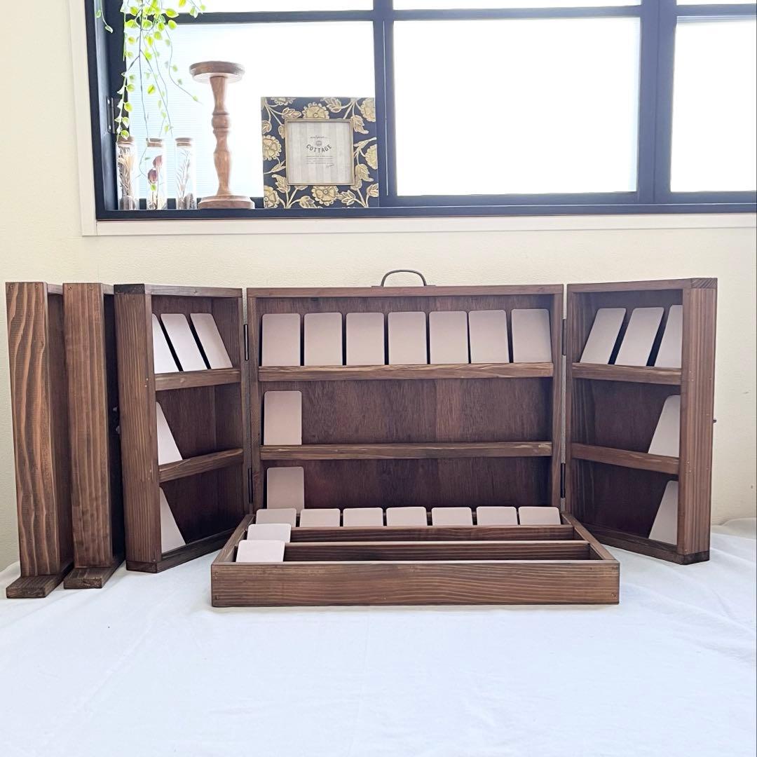 什器セットA　什器ホールド板付き(ブラウン) 風対策！什器ホールド板 ディスプレイボックス対応 - GRASS WOOD WORKS