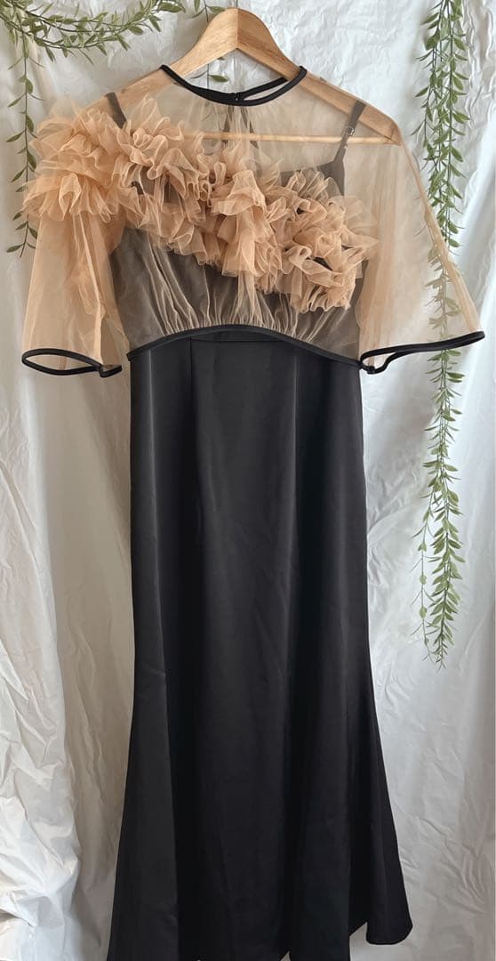 Leja ボリュームチュールパイピングフレアドレスワンピース S