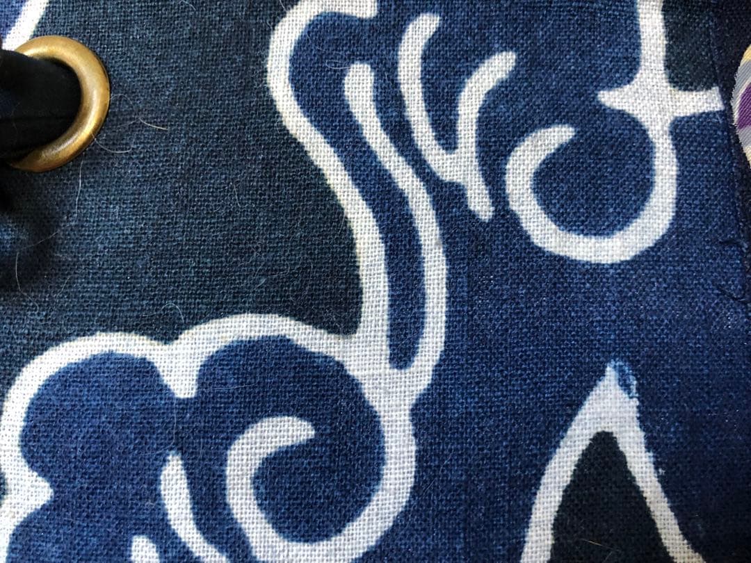 一閑張り 一閑張りバック 藍染 筒がき 正絹古布 犬張子 狛犬