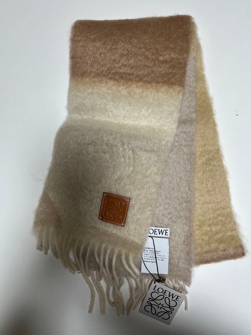 ロエベ　モヘア　マフラー　ベージュ系 LOEWE ロエベ ウール モヘア マフラー スカーフ (LOEWE/マフラー