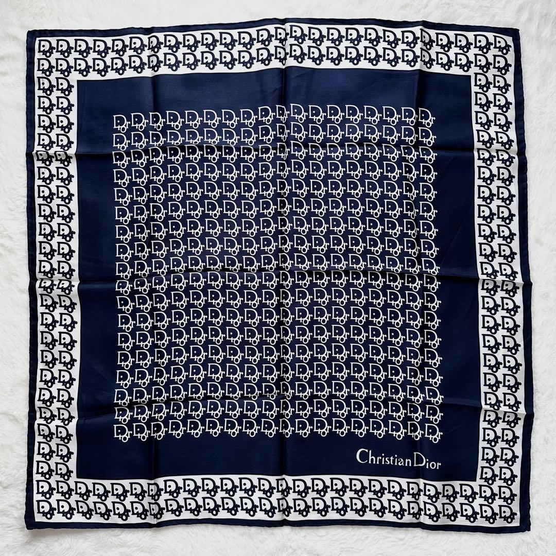 Christian Dior ディオール スカーフ ネイビー シルク トロッター