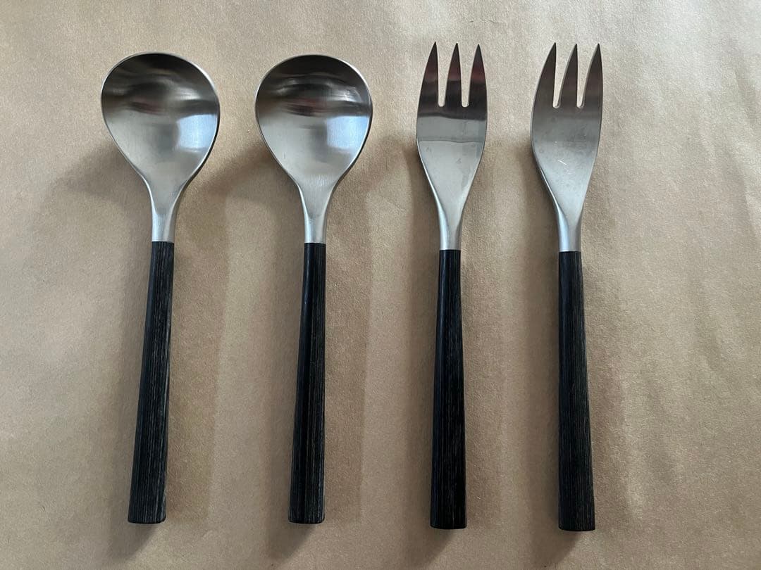 柳宗理　黒柄　デザートスプーン　デザートフォーク　カトラリー　　3本刃 楽天市場】【ふるさと納税】柳宗理デザイン 黒柄カトラリー デザート