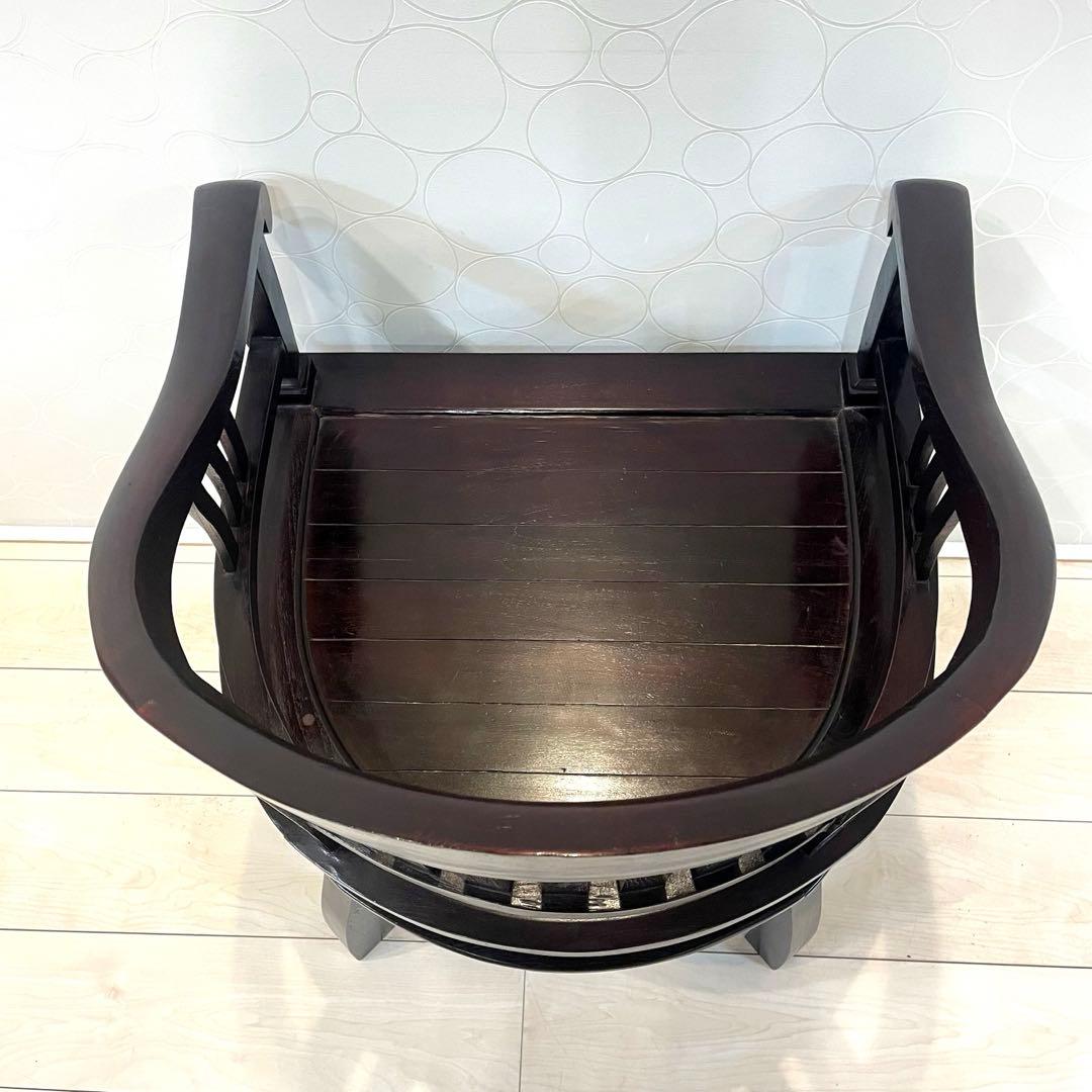 希少・美品】唐木家具 天然木 曲木 猫脚 彫刻 アンティーク 肘掛け