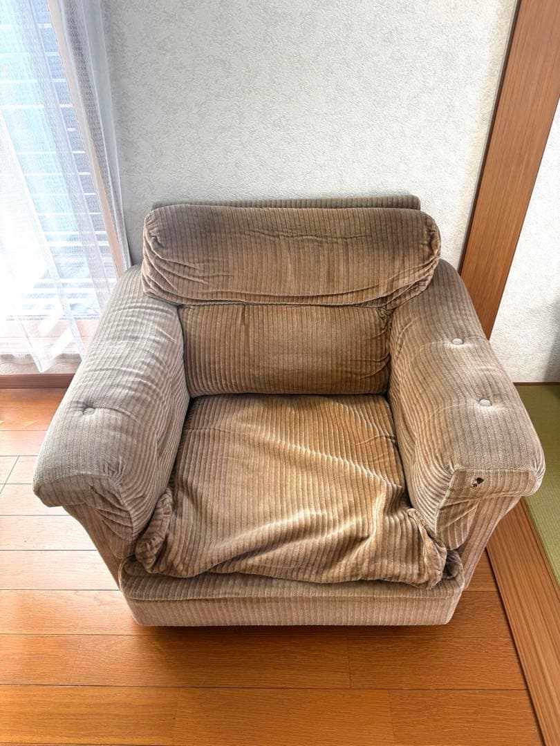 コーデュロイ 1Pソファ 1人掛け シングルソファ 1シーター モダン