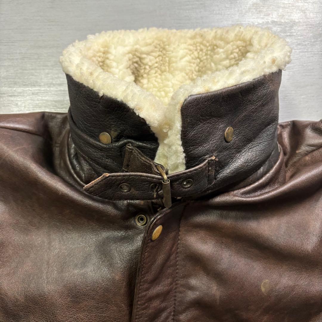 vintage A-2 レザージャケット 襟ボア着脱可能 牛革 短丈 M