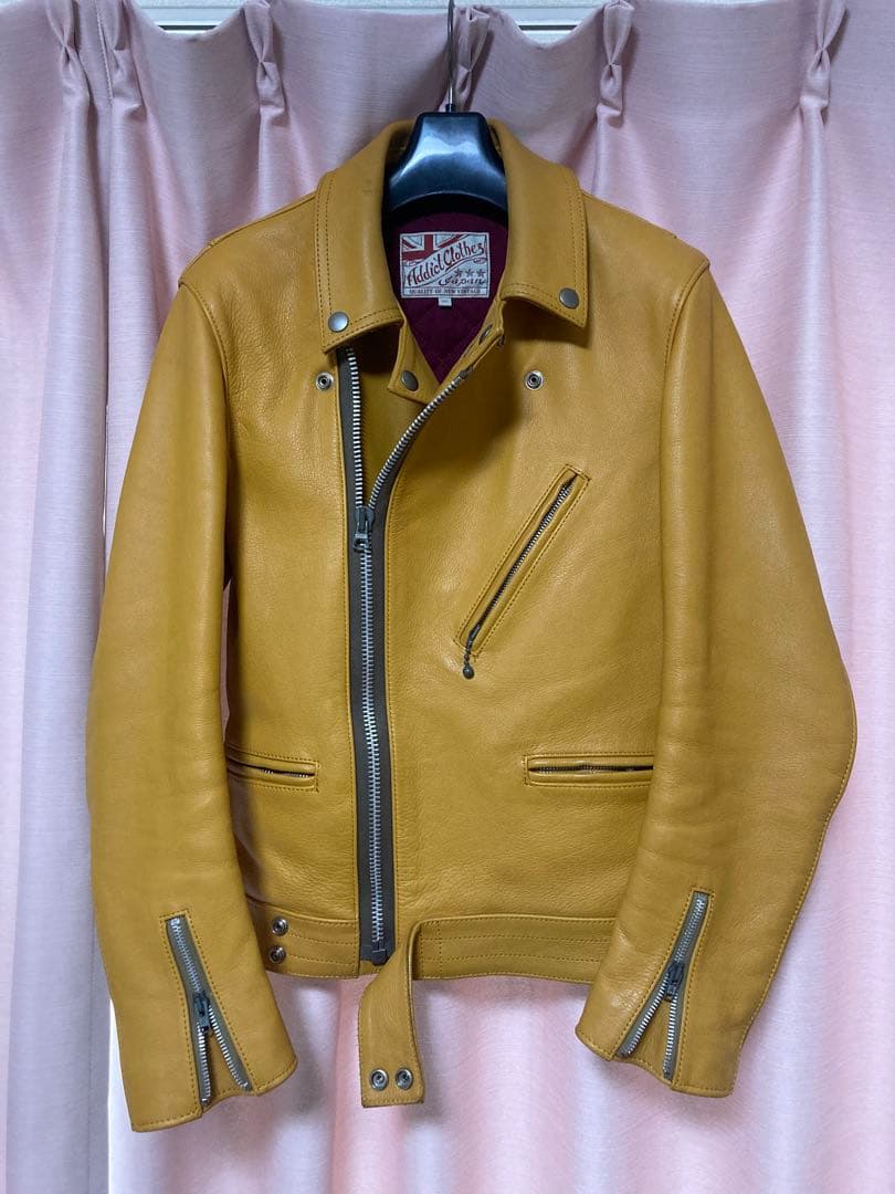 addict clothesライダースAD-03イエロー 34 ルイスレザー