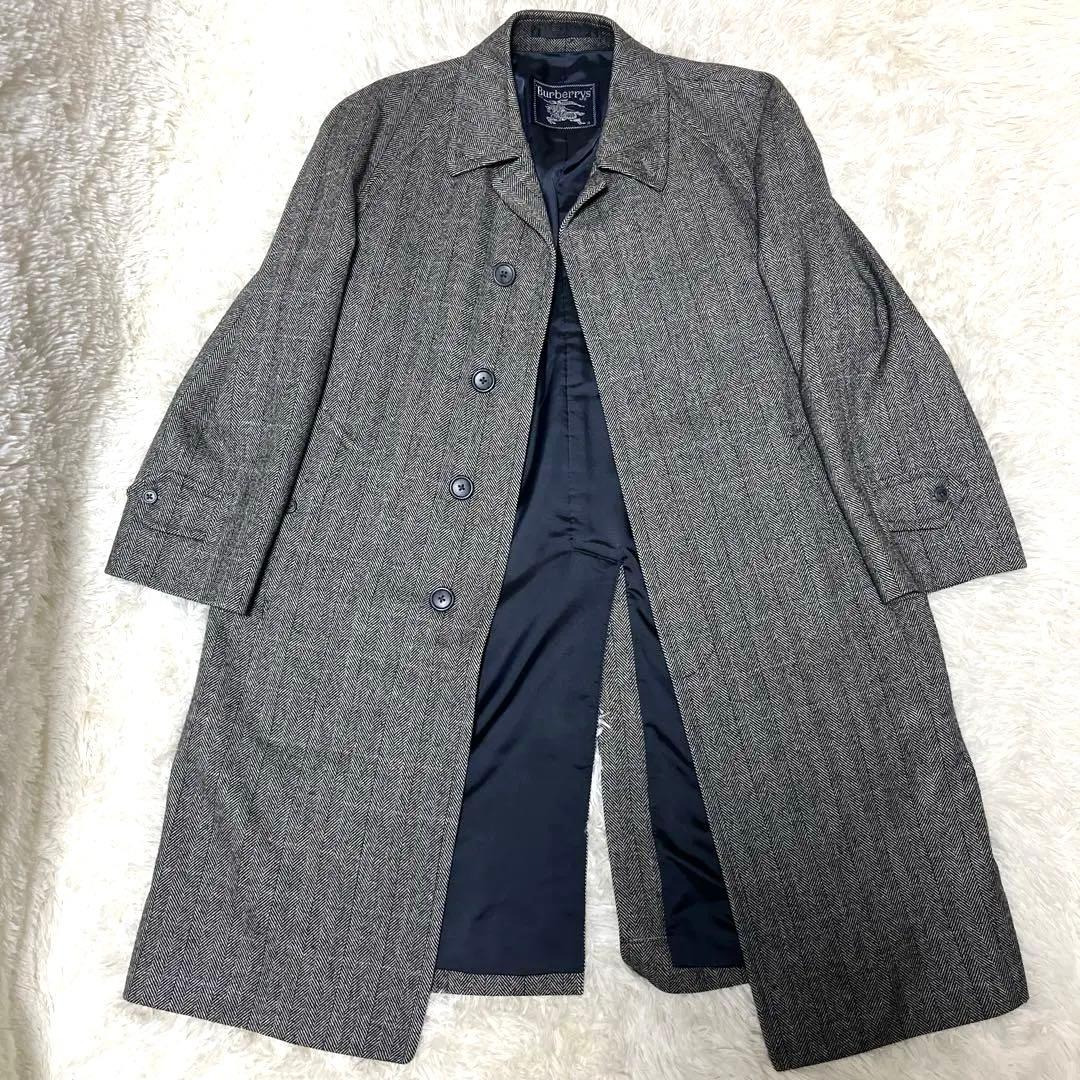 ✨BURBERRYカシミア ヘリンボーン ステンカラーコート ツイードウール✨ BURBERRY - 【一枚袖】 Burberry バーバリー ヘリンボーン ツイード