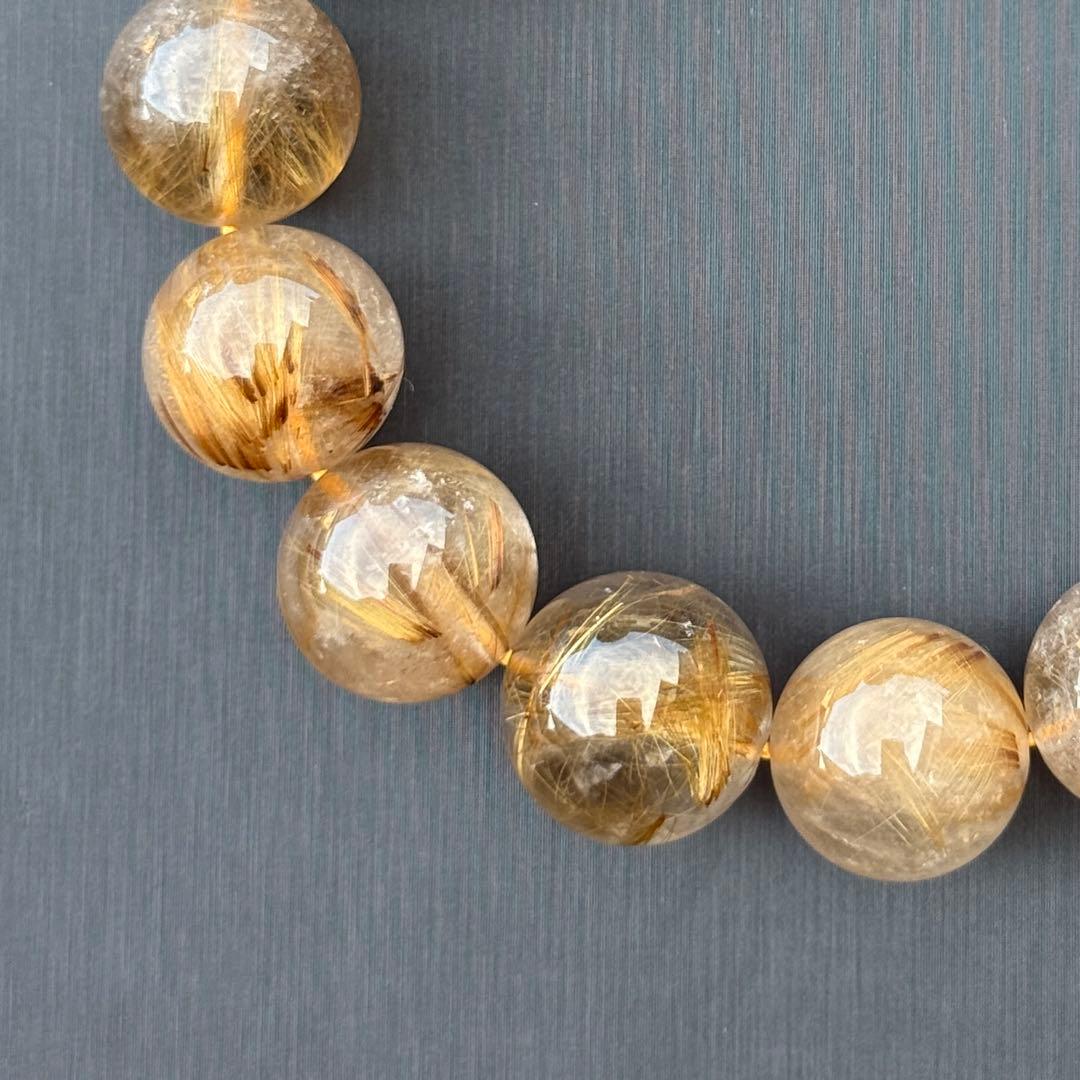 タイガータイチンルチルクォーツ 約14.6〜15.7mm A4675