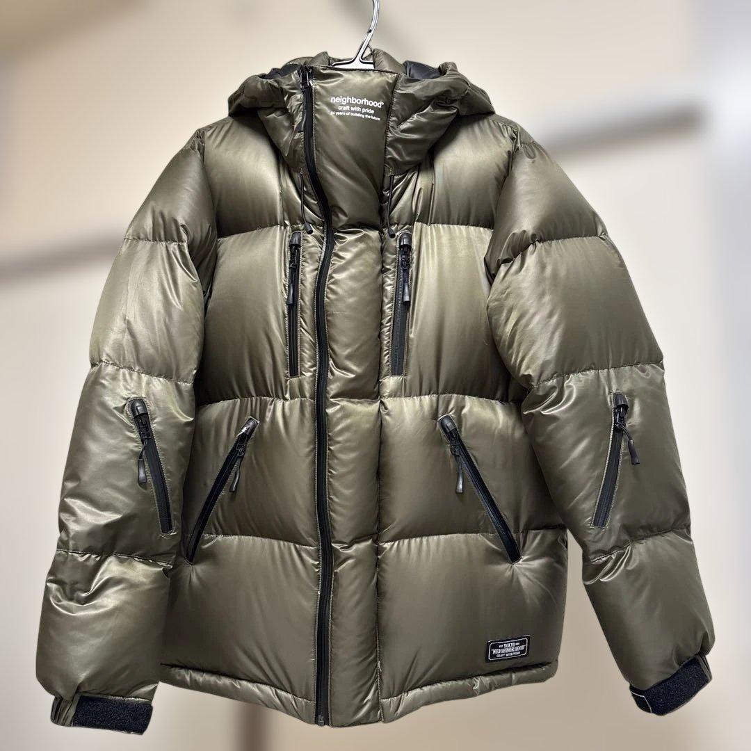【NEIGHBORHOOD】ネイバーフッド　ダウンジャケット Ｓ NEIGHBORHOOD(ネイバーフッド) DEJ DOWN/ロゴダウンジャケット 182TSNH