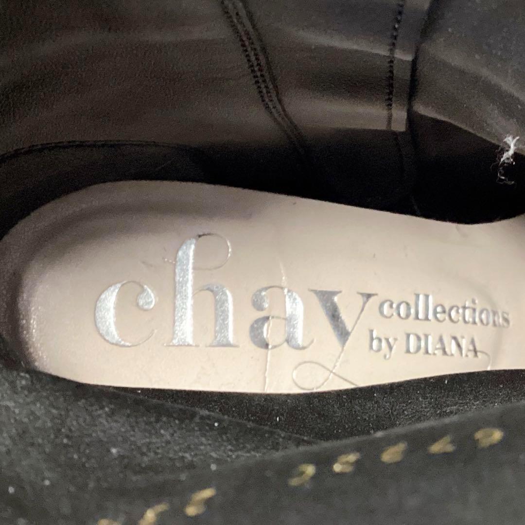 極美品✨DIANA chay コラボ スクエアトゥ リボン ショートブーツ 黒