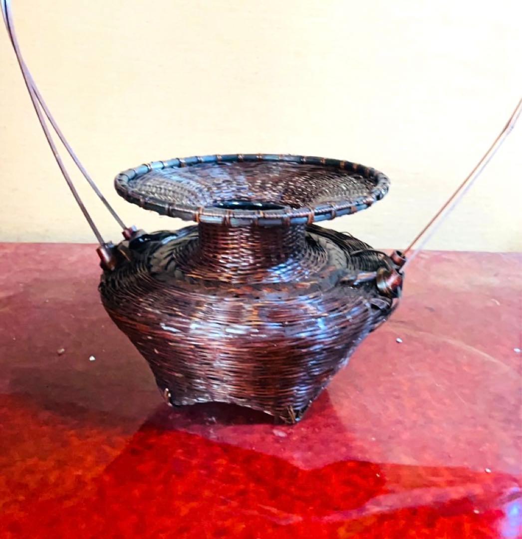 達磨牡丹篭 池坊 華道 いけばな 牡丹籠 手付竹籠 染牡丹籠 牡丹篭 公長