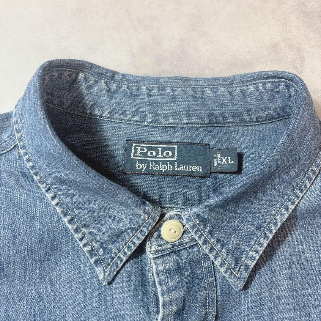 90s POLO ラルフローレン デニムシャツ タンガリー BD XL 2XL - メルカリ