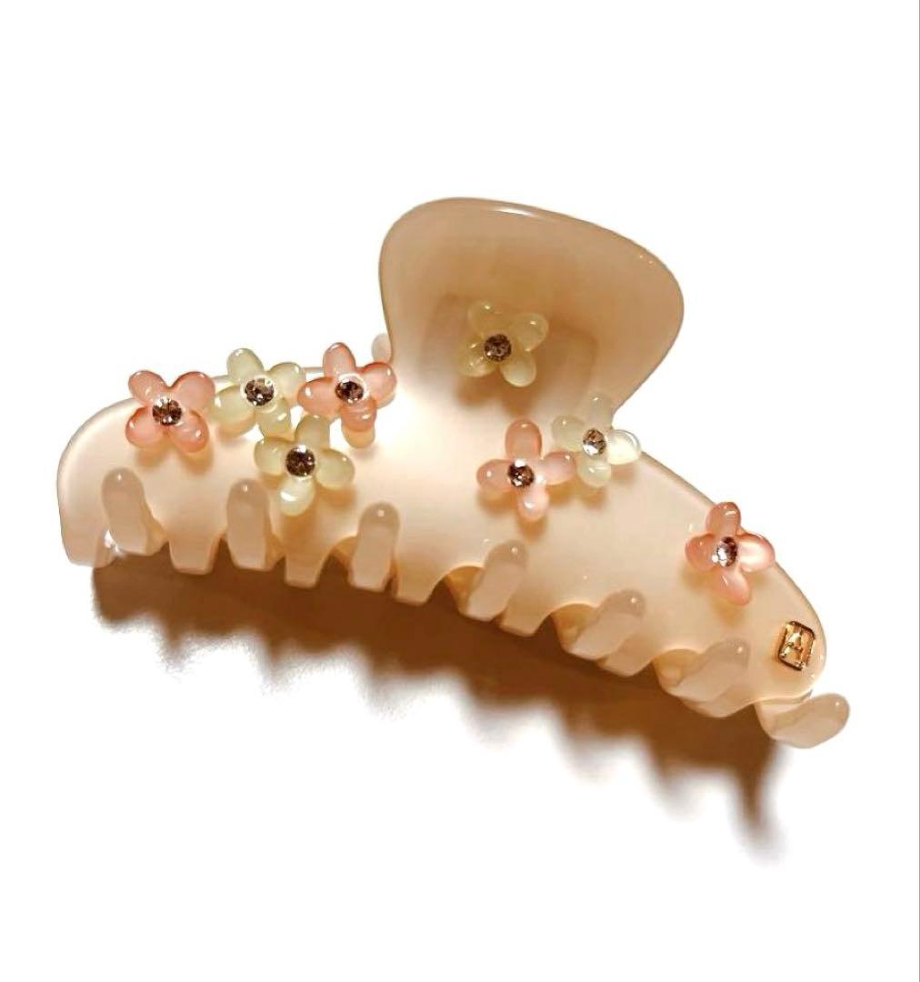 アレクサンドルドゥパリ　ヘアクリップ　フルーレット　ベージュ　花　ピンク　可愛い バレッタ (8 cm)｜ALEXANDRE DE PARIS（アレクサンドル ドゥ パリ）
