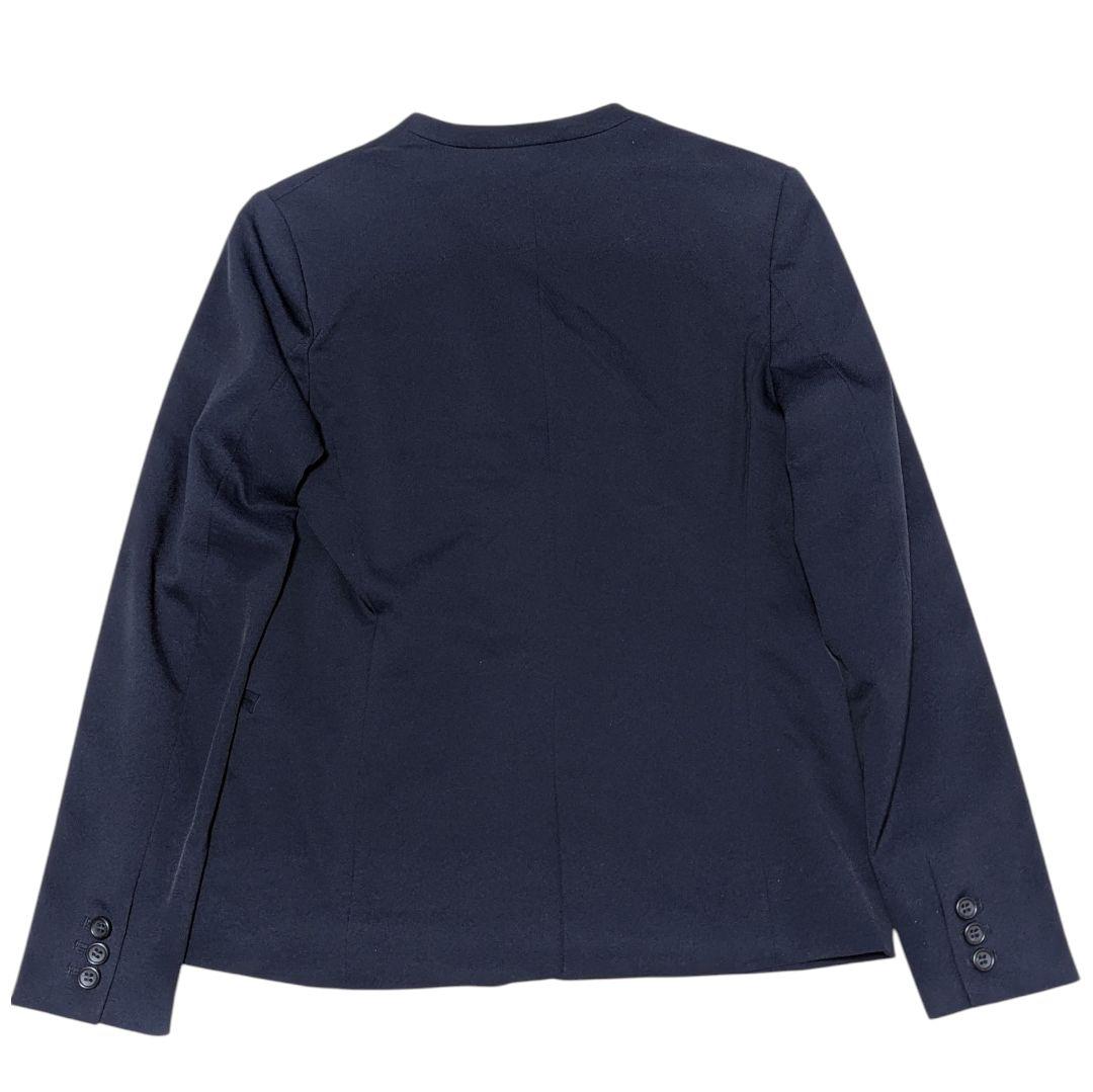 PLST ノーカラー ネイビー パンツスーツ セットアップ M